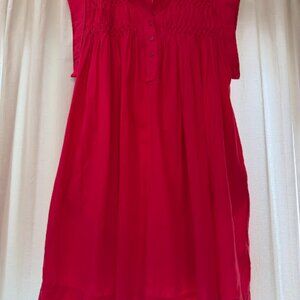 Madewell Red Smocked Yoke Midi Dress with Slip – Size L *imperfection*